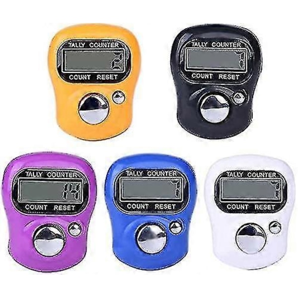 Mini Digital Finger Counter Clicker Teller Elektronisk Hånd Tally Teller Ring 5 stk Tilfeldig Farge Nyttig Og Mote