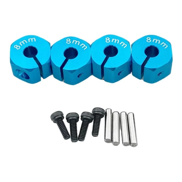 4x Rc Hex-hjulnav Drive Adapter For Scx10 Cc01 1/10 Rc Bil 12mm Svart 8mm Blue