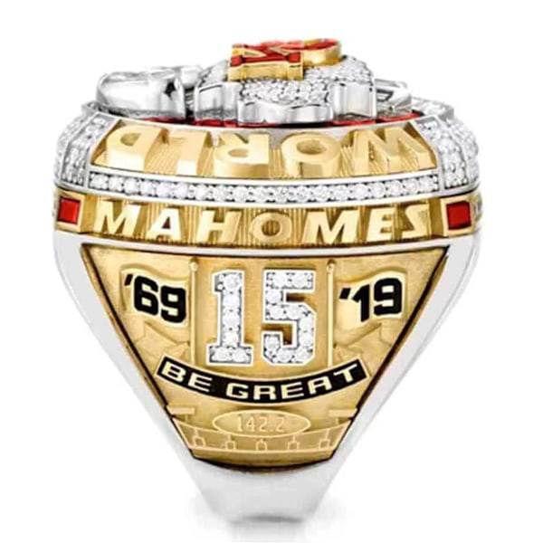 Seosmetallirengas Lahja Mukavuus Luova NFL Kansas City Chiefs Super Bowl Miesten Sormus Seosmetallikorut Silver 12