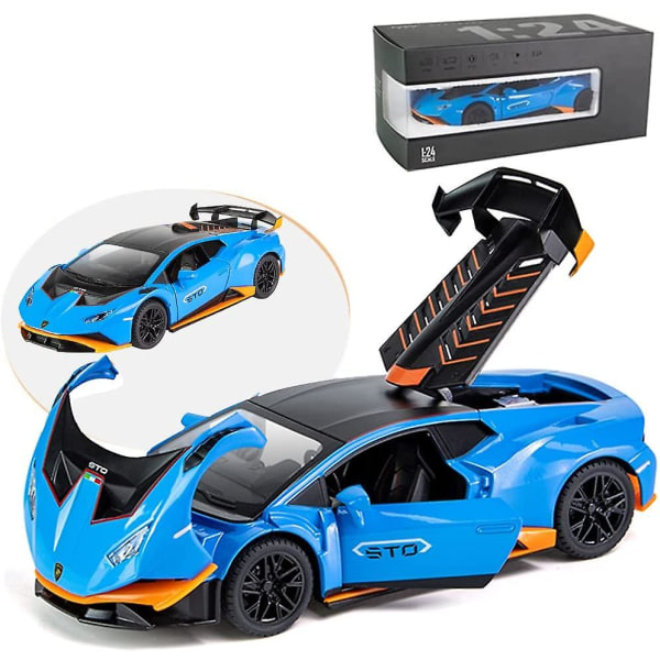 Wekity 1:24 Alloy Pressgjutning Bilmodell För Lamborghini Huracan Sto 2021, Pull Back Bilmodell Billeksaker Present för barn 3 till 12 år gammalblå