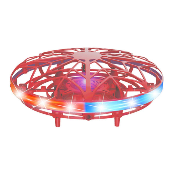 Ufo Quadcopter med Auto Hovering, Headless Mode, 3D Flip, Kasta för att Starta, Fjärrkontroll, Lätt att Flyga, Inomhusleksaker Drönare för Pojkar Flickor Red