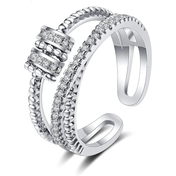 Til min datter - Fidget Ring, kvinders justerbar åben drejelig messingring med en minimal personlighed, angst ring med perle spinner. Womengirlszircondec