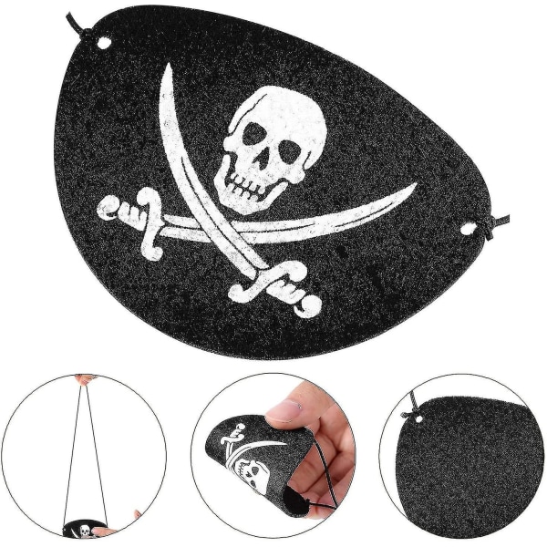 12st Pirate Eye Patches Svart Filt En Eye Skull Kapten för Halloween