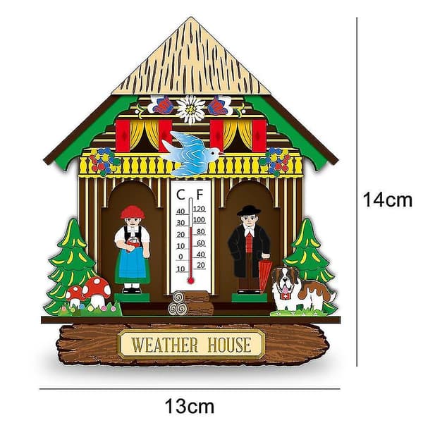 Väderhus Trä Chalet Barometer Termometer Och Hygrometer Heminredning Väggupphängning