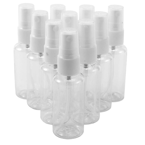 10 stk sprayflasker, 50 ml klar tomme fin tåke plast mini reiseflaskesett, små gjenfyllbare væskebeholdere