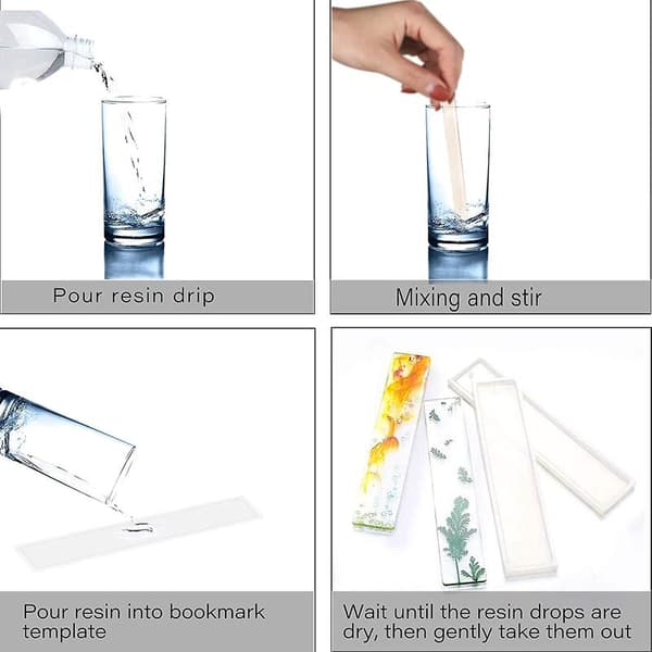 6 st/set 3,7 tum rektangulär silikon bokmärkesform DIY bokmärkesform gör epoxiharts smycken C