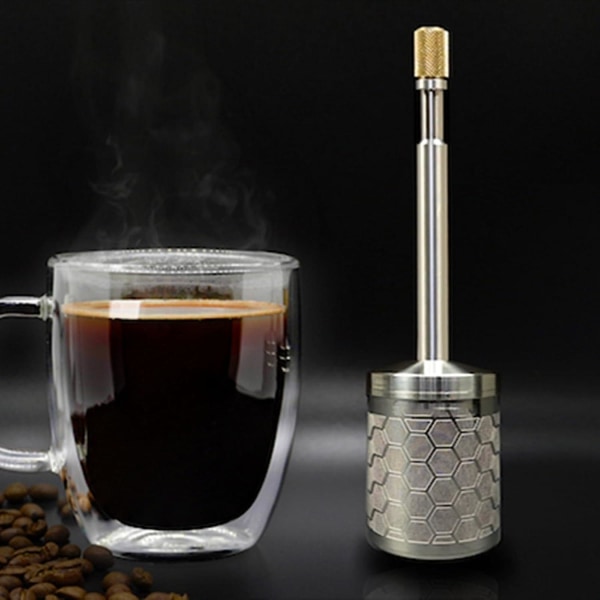 Bärbar fransk kaffe- och tepressmaskin, kaffefilter Återanvändbar slitstark lätt rostfri kaffepressmaskin Silver