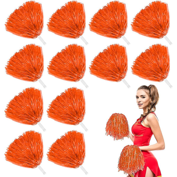 12 kpl Cheerleading Pom Poms mukavalla kahvalla, Ihastuttava Cheer Muoviset Pom Pom Pommit Cheerleader Pom Poms lapsille Aikuiset Cheering Squard Team Spi