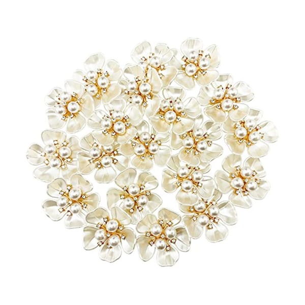 20 stk Perle Rhinestone dekorasjoner Flower Flatback knapper Rhinestone Charms For Skodekorasjon