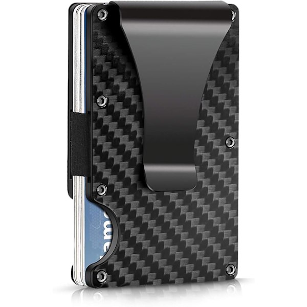 Kulfiber Tegnebog, RFID Blokerende Minimalistisk Tegnebog, Metal Pengeclips Tegnebog