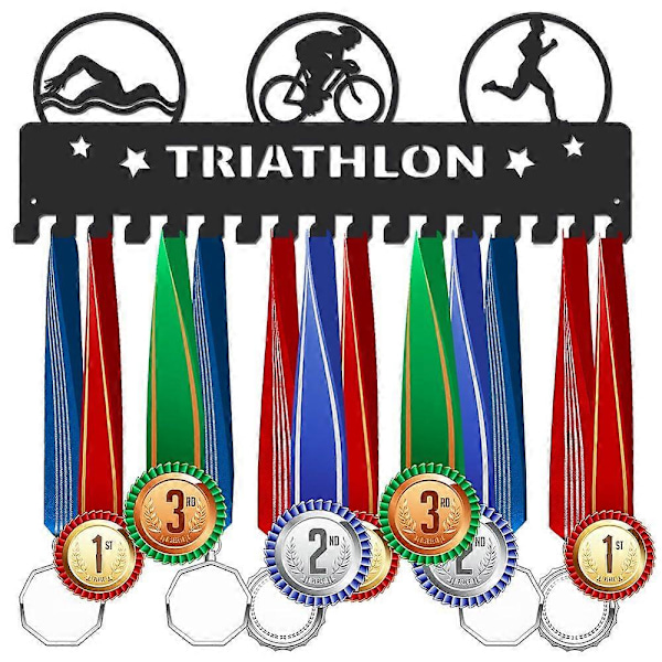 Järnmedaljhållare Rammar Medaljvisningshängare Ställ med Skruvar Triathlon Sport 150x400mm