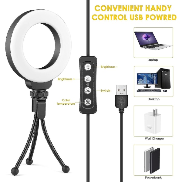 Ring Light Laptop Stand - Konferansebelysningssett med 3 lysmoduser Dimbar Led Ringlight For møter Sminke Selfie Videoopptak Streaming