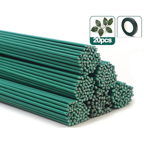 Handgjorda Rosblommor Pinnar Omlindande Bukett Stjälkar Blomsterhantverk Grön Fin Tråd Blomsterpinnar med Blomstergren Material Kit C