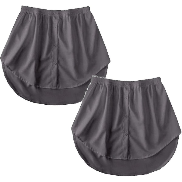 2-pak skjorteforlænger til kvinder, mini-nederdel, bluse-nederdel, underkjole-forlænger Falsk top-skjorte skjorte mini-underskørt Black S