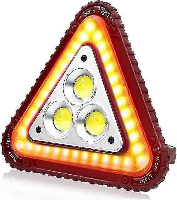 Bærbar LED-varseltrekant, bærbar LED-arbeidslampe, USB oppladbar, 4 moduser trekant-spotlight