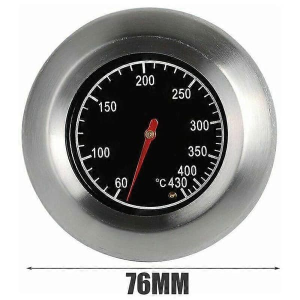 Termometer i rustfrit stål, metaltermometer, til grill i rustfrit stål, gasgrill, (60C - 430C)