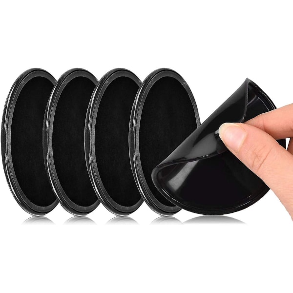5 delar Nano Magic självhäftande gelkuddar, återanvändbar halkfri silikonmatta för biltelefonhållare och GPS, hem, kontor, spårfri pasta (svart, 80 mm) VEBTles