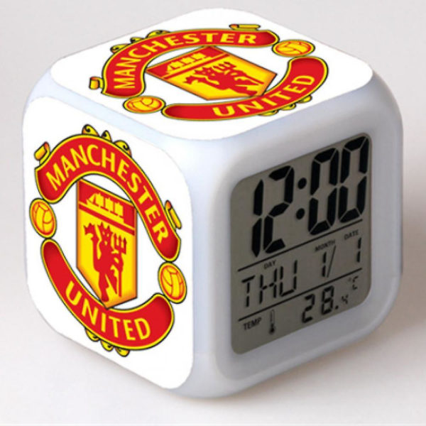 Football League fargerik vekkerklokke, LED digital fargeskiftende firkantet vekkerklokke, Creative Alarm Clock Giveaway-gave (form N)