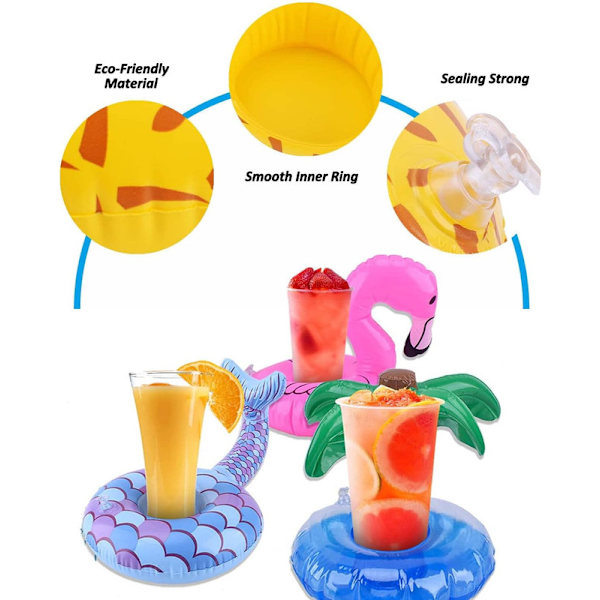 Flytande dryckeshållare för pool, 10-pack uppblåsbara dryckeshållare dryckesflottörer för poolparty