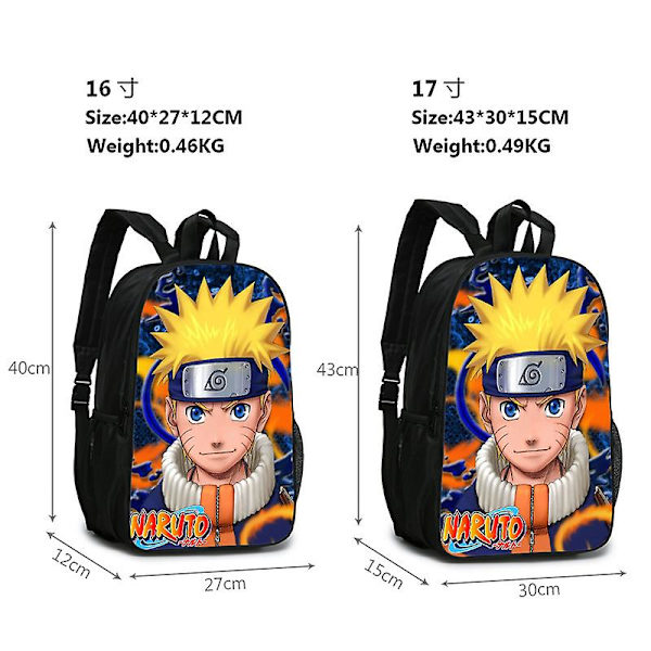Naruto Dobbeltsidig Skoleveske Primær- og Ungdomsskoleelever Ryggsekk 2 16 inch