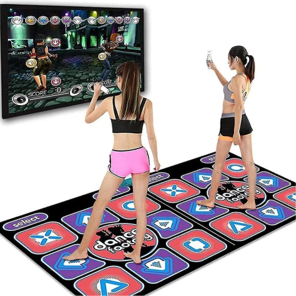 Double Dancing Mat Double User Wired Dance Mat-spel Halkfri med 2 fjärrkontroller