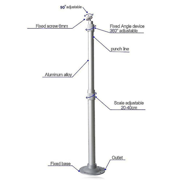 Universellt 20-40cm Projektor Tak Väggfäste Aluminiumfäste 15kg Kapacitet