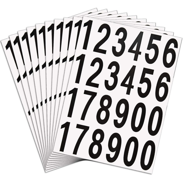 240 stykker 10 ark numre klistermærker Postkassenumre Selvklæbende vinylnumre til bolig- og postkasseskilte (2 tommer, sort på hvidt)