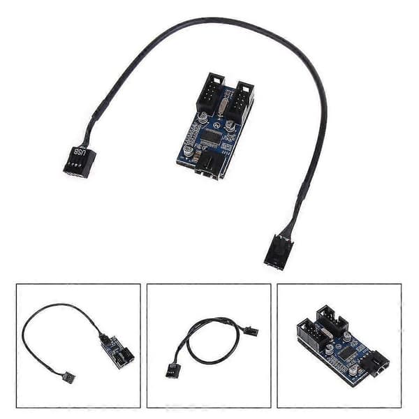 9-pins USB Header Splitter 1 till 2 Hona Förlängningskabel Kort För Moderkort