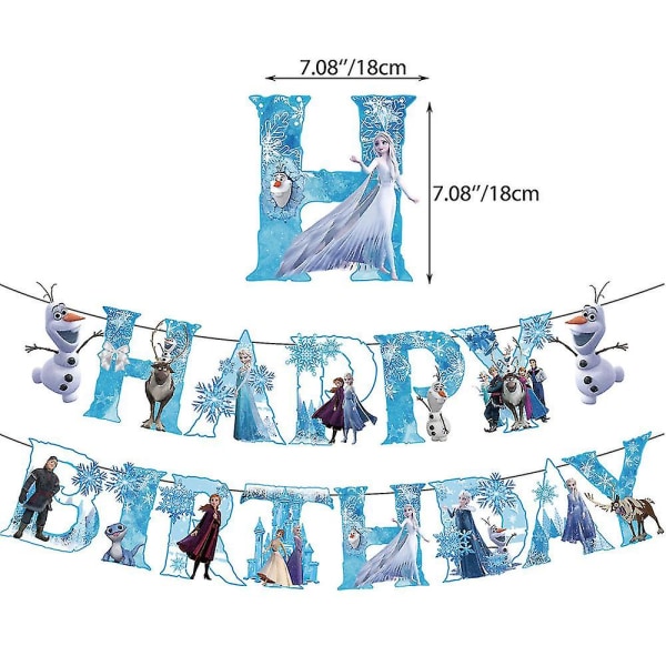 Frozen Princess Theme Barn Flickor Grattis på födelsedagen Party Supplies Kit Banner Ballonger Tårta Cupcake Toppers Dekoration Set Kit