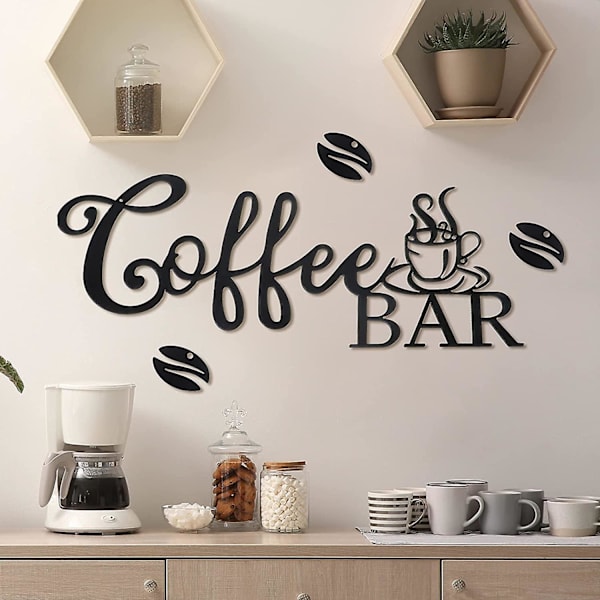 Kaffebarsskylt i metall Rustik kaffebar i smidesjärn Hängande väggdekor Lätt att installera Utsökt Wo