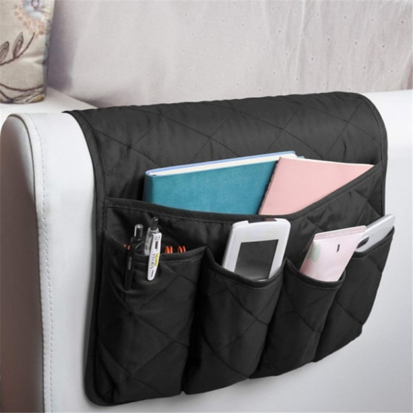 5-Pocket Sofa Oppbevaring Armlen Organizer Hengende Seng Bag Grey