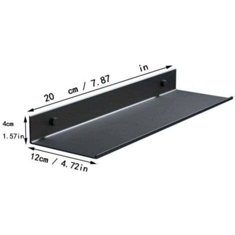 Sort vægmonteret badeværelseshylde (20 cm, sort)