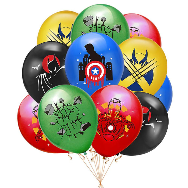 Superhelte festartikler, dekorationer, Spider-man, Iron Man, Captain America balloner, banner og cupcake toppers sæt til børns fødselsdagsfest