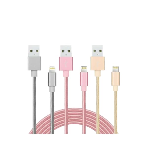 3-pack 2m 2a snabbladdningskabel nylonladdningskabel kompatibel med Apple iPhone