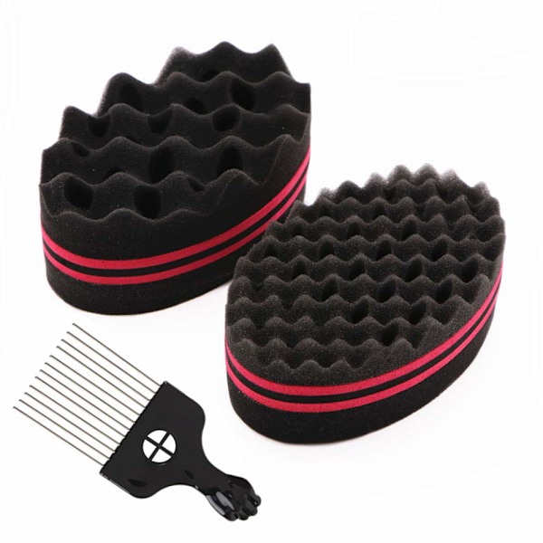 Magic Curl -sänky Twist Sponge Kaksisivuinen hiusharja Sponge Hair Sponge Twist Curl Sponge Magic Hair Braider Coils Dreadlock Curl Brush 2 osaa