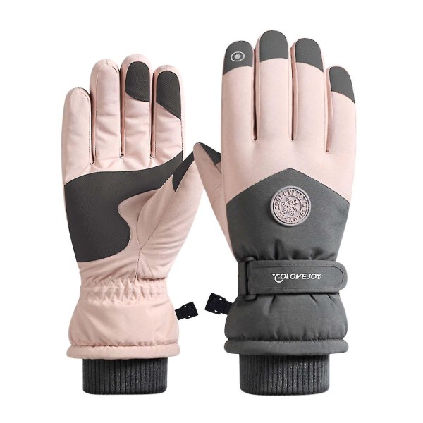 Damhandskar Vinter Utomhus Vindtät Ski Riding Plus Velvet Dubbellager Varma Handskar