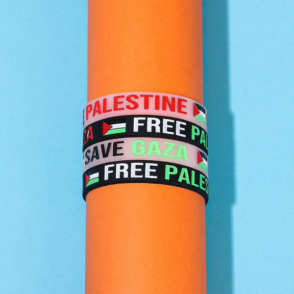 1 Buah Save Gaza Free Palestina Dengan Gelang Karet Silikon Bendera Hitam Dan Putih