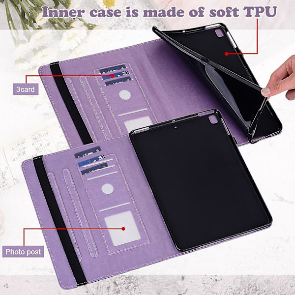 För Samsung Galaxy Tab A 9.7 T550 / T555 Läder Tablet Fodral Purple