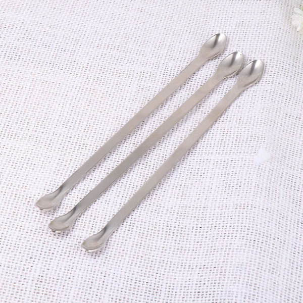 2 stk. Medicinske skeer i rustfrit stål, laboratorie ske, 20 cm, dobbelthovedet mini ske, hjemmeapotek, sølv