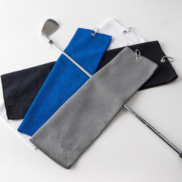 Golfklubbhåndkle Anti-pilling Hurtigtørkende tilbehør Vaffelmønster Golfhåndkle for golftrening White