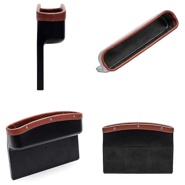 Side Pocket Opbevaringslommer Side Space Organizer til Automotive Coin Organizer Brun kant