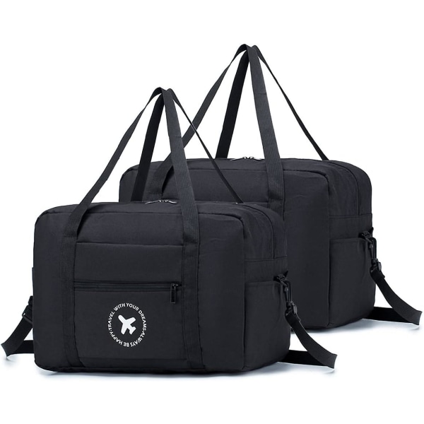 Kabinväska 40x20x25 Cm För Ryanair Godkänd Storlek Hopfällbar Case Resa Duffelväska Undersätesbagage Bärväska Axelväska Handbagage Nyl A-(black-2)40x20x25cm