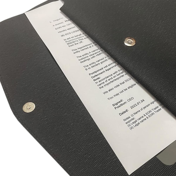 1 stk A4-mappe i lær, vanntett koffertkonvolutt-mappeboks beltespenne (svart)