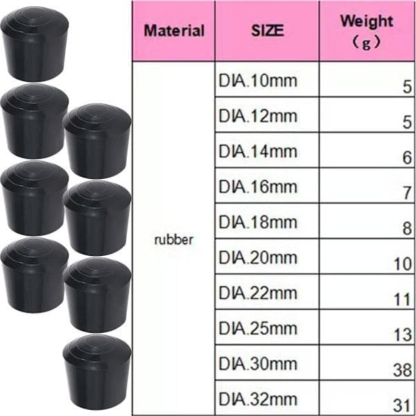 8 st Gummi Stolsbensskydd 18mm