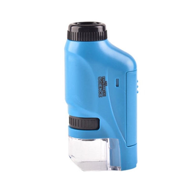 Håndholdt minimikroskop 60x-120x Led lysmikroskop Barnegaver Blue