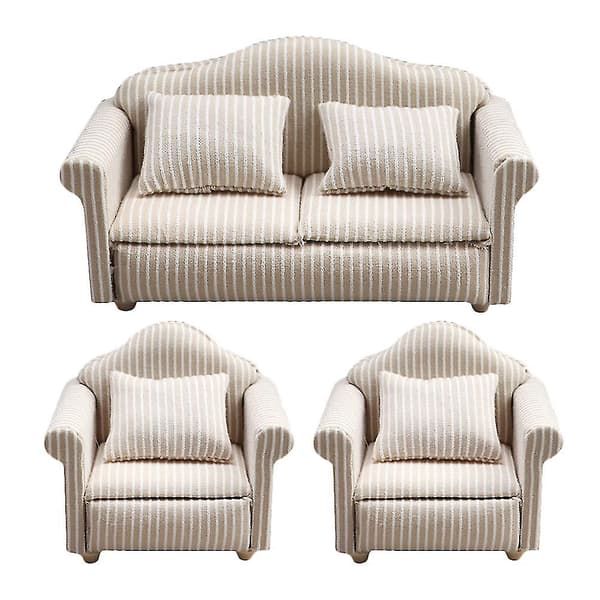 3 stk. sofa miniature sofa model dukkehus møbler sofa miniature sofa model miniature sofa pude