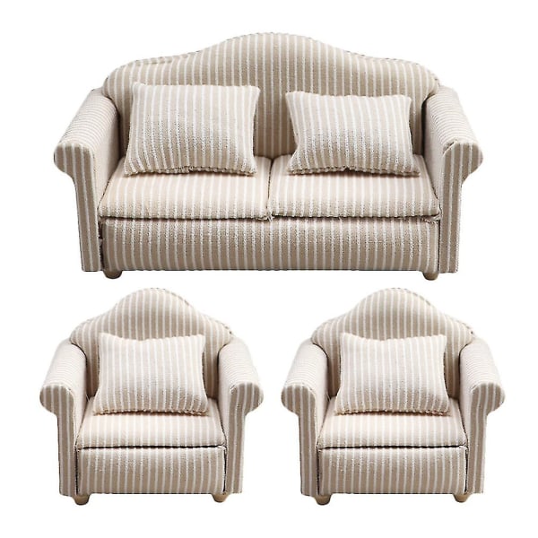 3 stk Sofa Sofa Miniatyr Sofa Modell Dukker Husmøbler Sofa Miniatyr Sofa Modell Miniatyr Sofa Pute