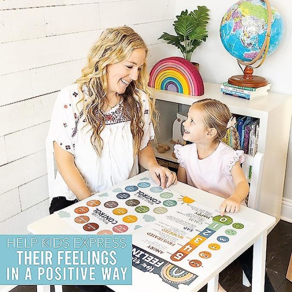 4 Boho Feelings Chart For Kids Learning Posters For Walls - List Of Feelings Poster For Kids Educational Posters For Classroom Decoration, Periodic T