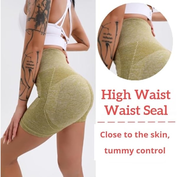 Treningsshorts Butt Lifting Høy Midje Magekontroll Sømløse Yoga Biker Bukser L
