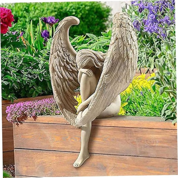 Gartenverzierungen, Engelskulpturendekoration Flgel Engel Garten Statue 3d Sittende Fairy Art Ornamente